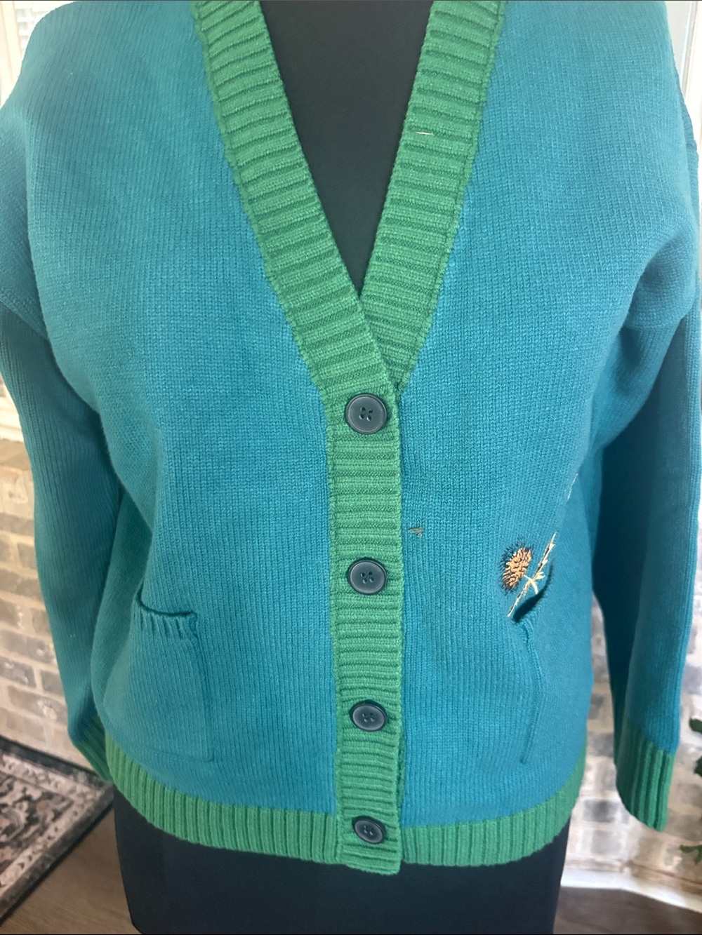 NWT Disney Rare Cardigan with Green Trim and Floral Accent